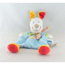 Doudou plat lapin rayé bleu attache tétine NICOTOY