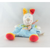 Doudou plat lapin rayé bleu attache tétine NICOTOY