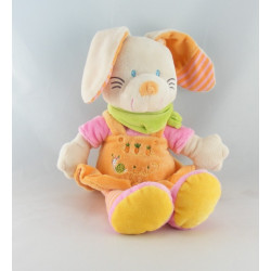 Doudou plat lapin rose orange carottes jardin VETIR GEMO