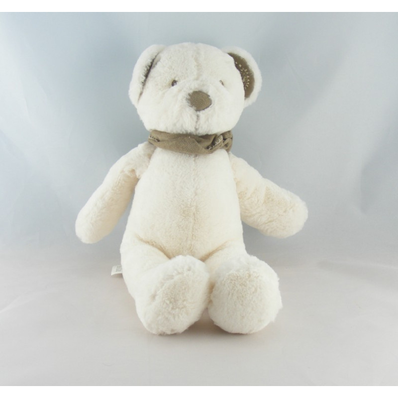 Doudou plat lapin blanc bandanas gris NICOTOY
