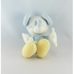 Doudou bébé Mickey bleu clair col jaune DISNEY BABY