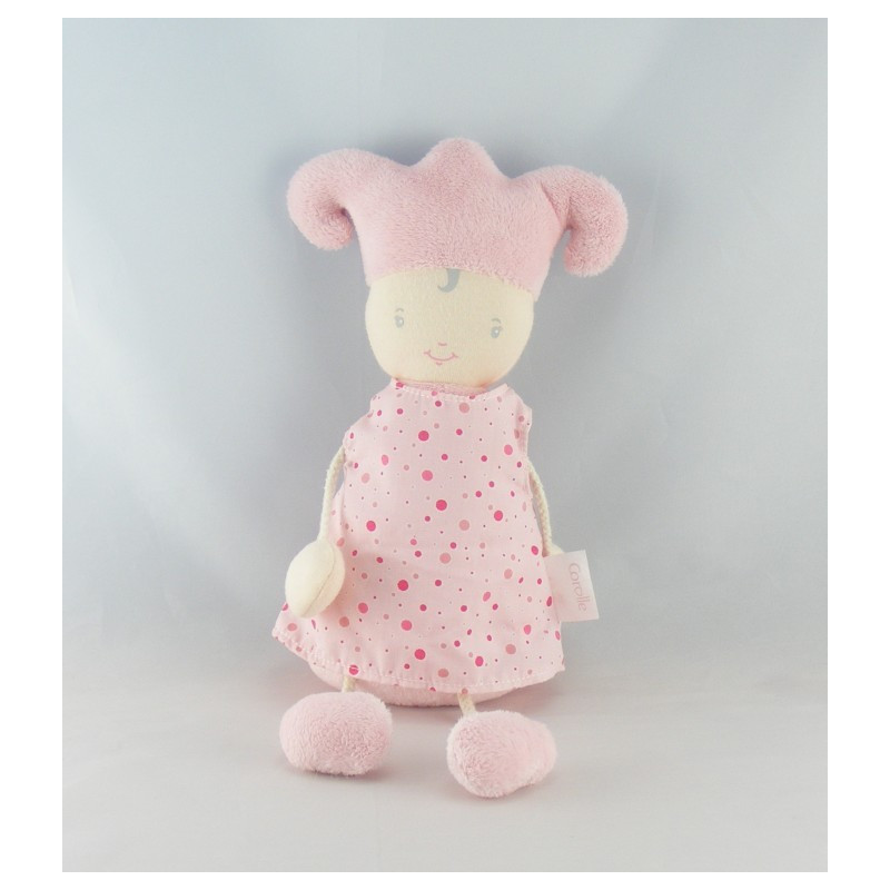 Doudou prince lutin rose vert petit pois COROLLE