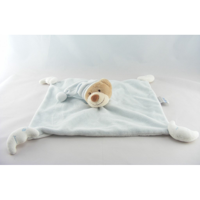 Doudou plat bleu ciel ours lune NATTOU