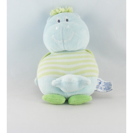 Doudou Hippopotame bleu rayé vert étoile P'TIT DODO