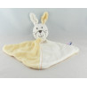 Doudou plat lapin jaune blanc SUCRE D'ORGE