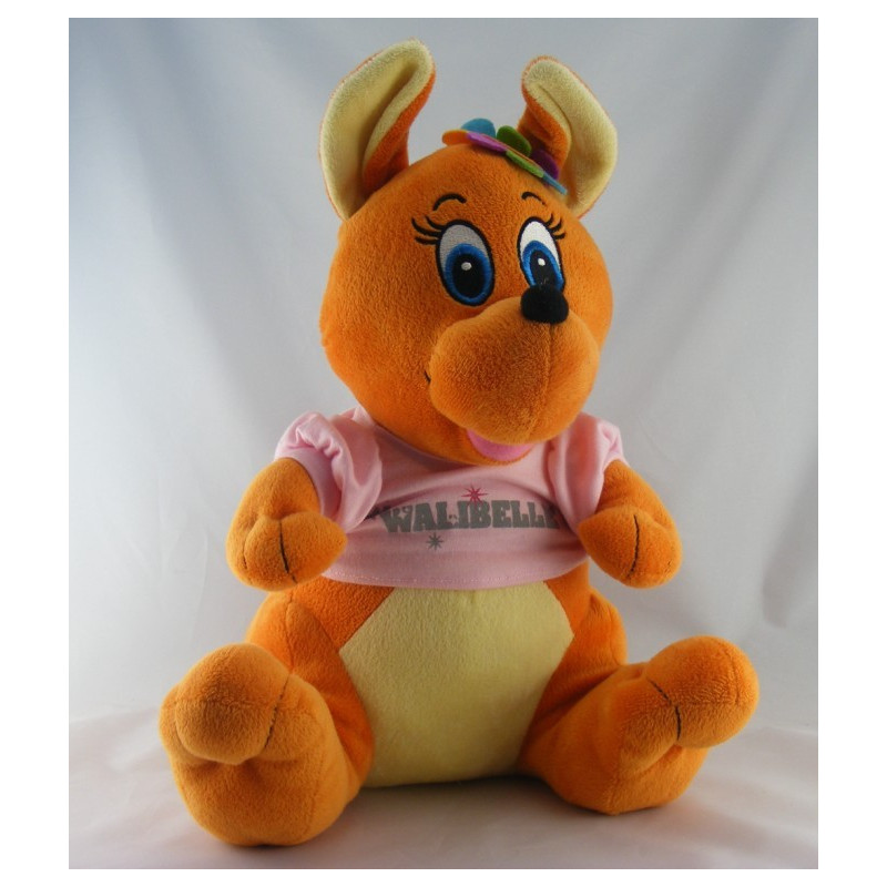 Grand doudou peluche Kangourou avec bébé WALIBI