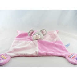 Doudou musical souris grise rose feuille GIPSY