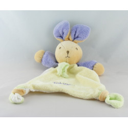 Doudou plat lapin mauve jaune vert TAKINOU