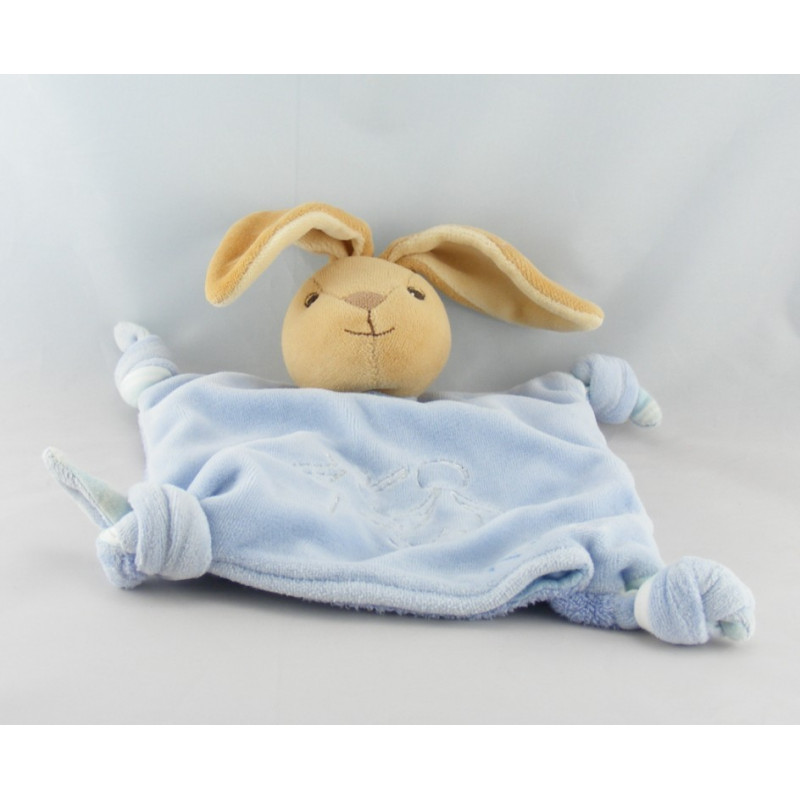 Doudou plat noeud ours endormi bleu enfants KALOO