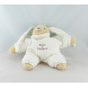 Doudou et compagnie semi plat lapin blanc Eliot avec bébé bleu