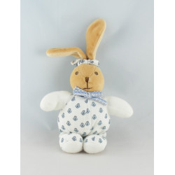 Doudou lapin patapouf blanc fleurs bleu KALOO
