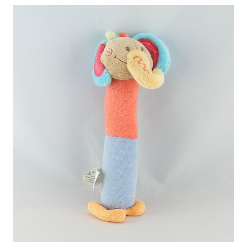 Doudou rhinocéros bleu baton pouet pouet NATTOU