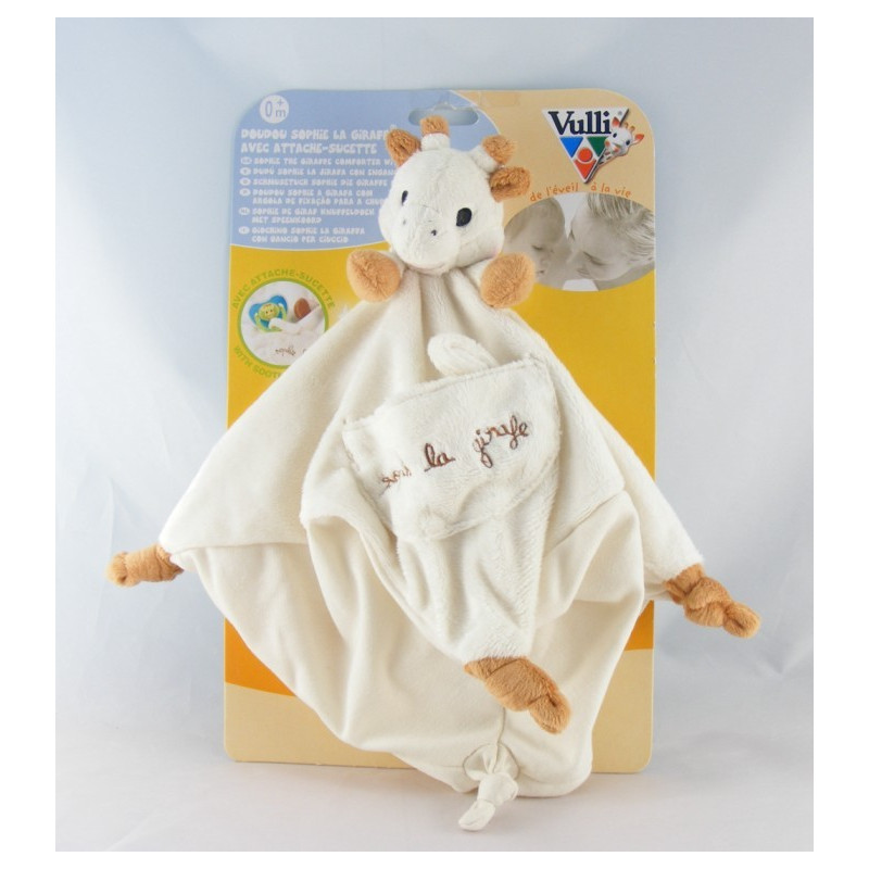 Doudou Plat carré Sophie la Girafe attache tétine VULLI