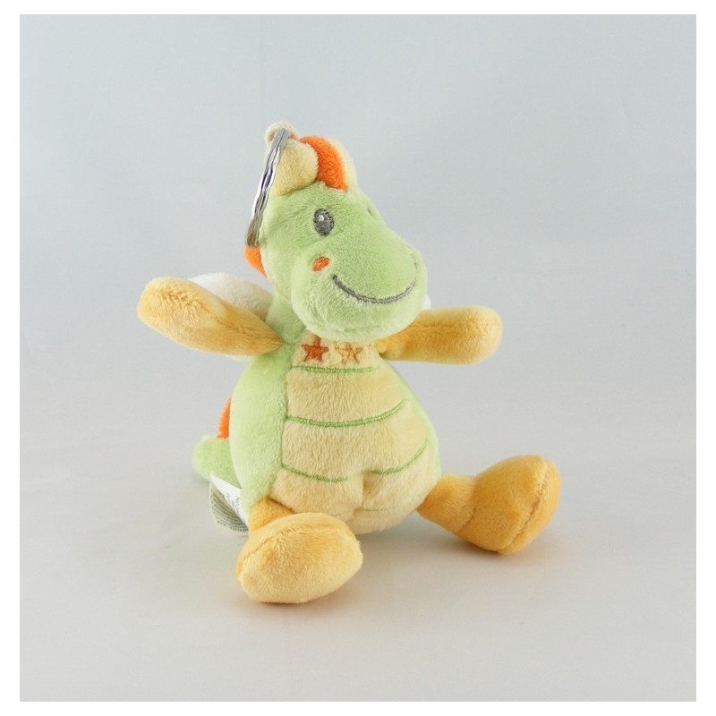 Mini Doudou dragon vert jaune NICOTOY