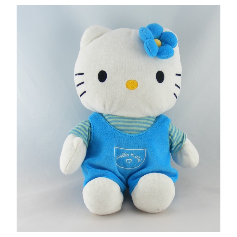 Doudou chat HELLO KITTY bleu rose coeur SANRIO LICENSE 