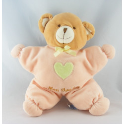 Doudou semi plat ours rose jaune NOUNOURS