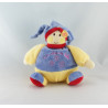 Doudou plat rond lutin bleu jaune rouge REVE DE BEBE