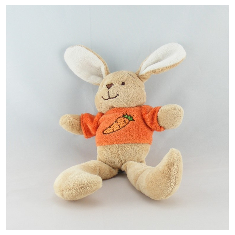 Doudou lapin beige tee shirt orange carotte COMPTINE