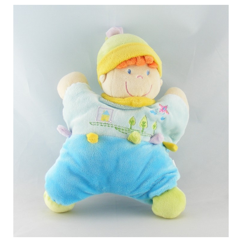 Doudou  plat étoile lutin garçon bleu maison arbre NICOTOY