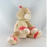 Doudou rhinocéros beige rouge foulard vert BENGY