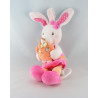 Doudou plat lapin rose orange à pois hibou TEX