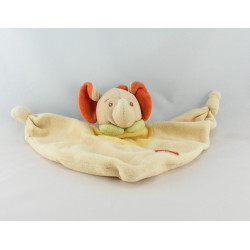 Doudou semi plat éléphant beige rouge jaune vert JOLLYBABY 
