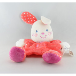 Doudou semi plat lapin blanc robe rose pois fleurs NICOTOY KIABI