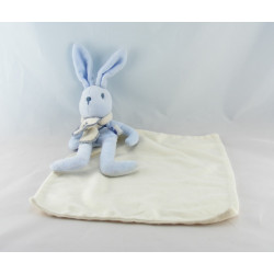 Doudou lapin bleu mouchoir SUCRE D'ORGE