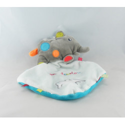 Doudou plat chien beige gris avec mouchoir NICOTOY
