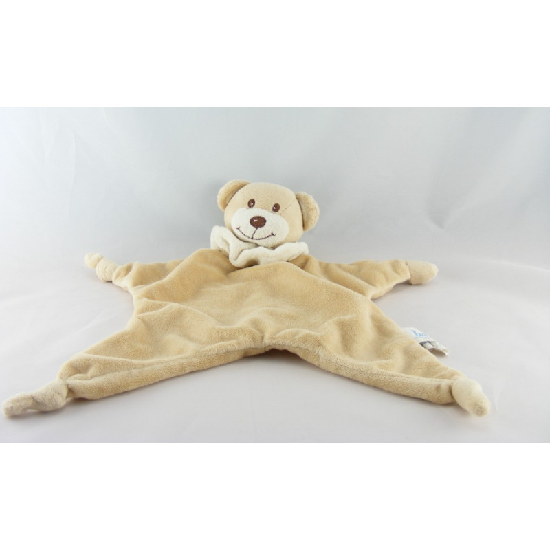 Doudou plat chien beige bleu BAMBIA