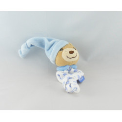 Mini Doudou attache tétine ours jaune col rouge KALOO