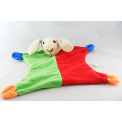 Doudou plat mouton agneau rouge orange PARADISE TOYS