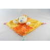 Doudou plat carré ours orange jaune MOTS D'ENFANTS