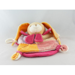  Doudou compagnie plat lapin rose orange maman pétale