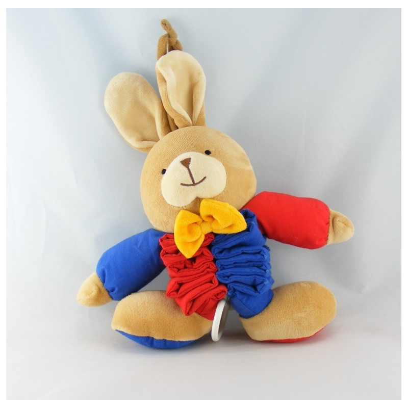 Doudou lapin bleu jaune vert IKEA