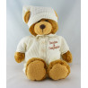 Doudou ours brun marron pyjama blanc Doudou et Compagnie