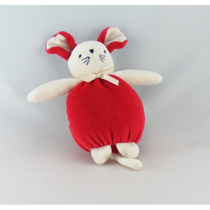 Doudou plat souris rouge SUCRE D'ORGE