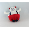 Doudou chat blanc rouge poissons SUCRE D'ORGE