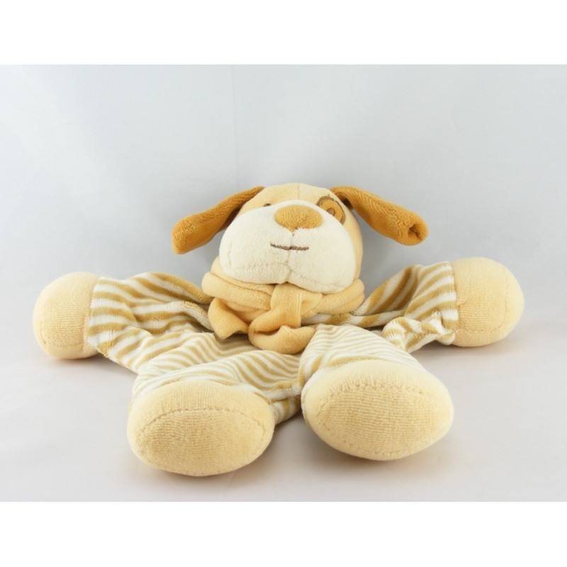 Doudou plat chien cocard rayé beige CREDIT AGRICOLE