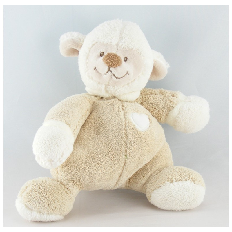 Doudou mouton agneau blanc beige coeur NATTOU