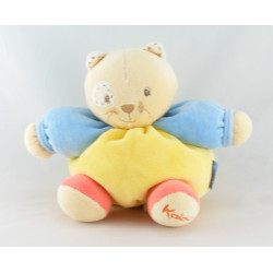 Doudou chat plume jaune blanc KALOO 