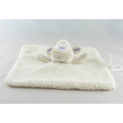 Doudou plat mouton blanc nuage bleu KIMBALOO
