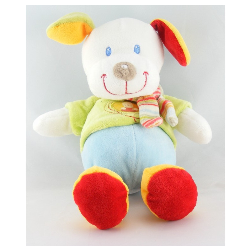 Doudou plat lapin bleu vert jaune rouge coccinelle NICOTOY