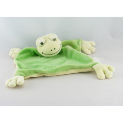 Doudou plat grenouille verte bleu trèfle BENGY