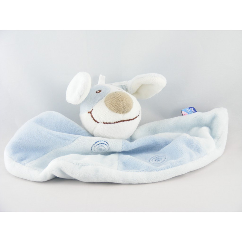 Doudou plat marionnette chien bleu SUCRE D'ORGE