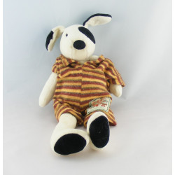 Doudou chien blanc cocard noir La grande famille MOULIN ROTY