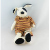 Doudou chien blanc cocard noir La grande famille MOULIN ROTY