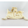 Doudou plat carré lapin jaune NOUNOURS