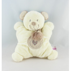 Doudou ours blanc beige hochet Mon Coeur POMMETTE