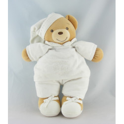 Doudou ours patapouf blanc feuilles brodées Dragée KALOO